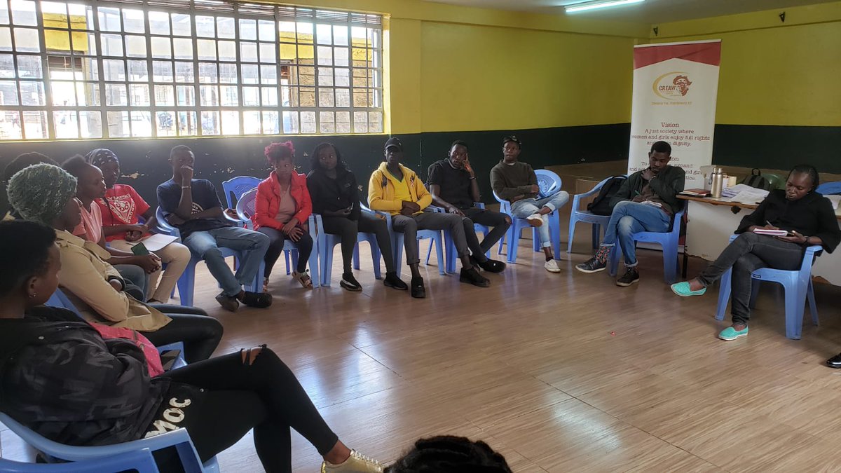 CREAWKenya's tweet photo. CREAW conducted a #SHESOARS monthly reflection meeting at Westlands, Kangemi ward where the Rovers and community trainers and SAA shared success stories, challenges and  recommendations on how to engage adolescent girls and boys.
@CAREinKenya @carecanada https://t.co/27YlT9gj7V