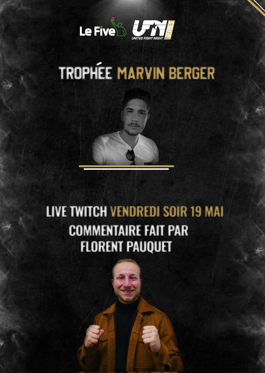 LeFive1's tweet photo. Gros rendez-vous Vendredi soir sur Twitch !

L'United Fight Night du Beausset sera diffusé sur notre chaîne Twitch !

Ce tournoi de Kickboxing / K1 est organisé en l'honneur de Marvin Berger.

Une affiche réalisée par @amrdesignfr 

#kickboxing #Fights #sports #k1 https://t.co/Ladx5wZ2Ay