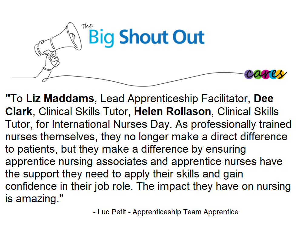 Congrats to Liz, Dee and Helen of @HwhctApps for their Big Shout Out on International Nurses Day last week! Amazing work! 🥳⭐️