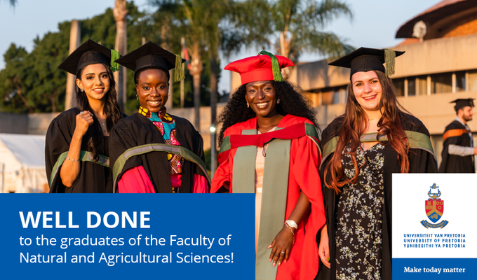 Congratulations to <a href="/UPnasagric/">UP Faculty of Natural and Agricultural Sciences</a> graduates in Agricultural Economics, Extension and Rural Development; Animal Science; Consumer and Food Sciences; Plant and Soil Sciences;  Zoology and Entomology who will be capped today (16 May, 10:00). Watch here: youtube.com/watch?v=oWqgOP… <a href="/UPTuks/">University of Pretoria</a>