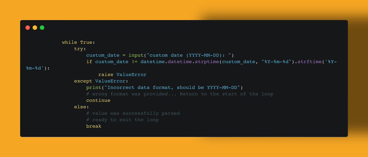 codebytes8's tweet image. validating date in python