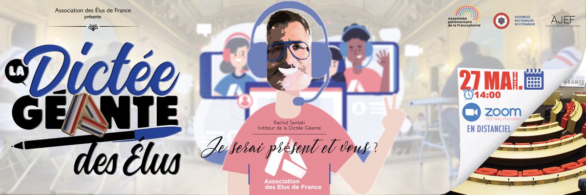 🇫🇷#LaDictéeGéantedesÉlus
Vous êtes élus et vous souhaitez participer à #LaDictéeGéantedesÉlus ce samedi 27 mai 2023 à 14 heures à Paris-Palais du Luxembourg.
⚠️Malheureusement, vous ne pourrez pas vous déplacer.
✅Obtenez votre PASS EN DISTANCIEL Ici 👇
🌐elus-de-france.fr/aef-evenement-…