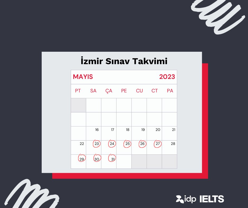 IELTS Academic, IELTS General Training, Life Skills A1 veya Life Skills B1 sınavlarına girmek için size uygun bir IELTS sınav tarihi bulun.

ielts.idp.com/book/IELTS

#IDPEducation #IELTS #IELTSbyIDP #IELTSTest #IELTSStudy #IELTSSpeaking #IELTSTips #Kadıköy #Ankara #İzmir