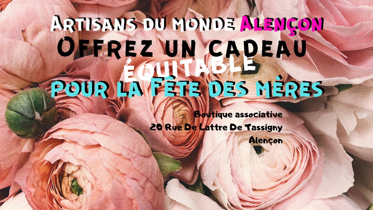 AdMAlencon's tweet photo. #Fêtesdesmères : Des idées de #cadeaux équitables et solidaires à la boutique associative Artisans du monde d'#Alençon 20 Rue De Lattre De Tassigny : artisanat du monde et épicerie bio, pour faire plaisir tout en soutenant le commerce équitable et une boutique de proximité. https://t.co/HpIRUvEoep