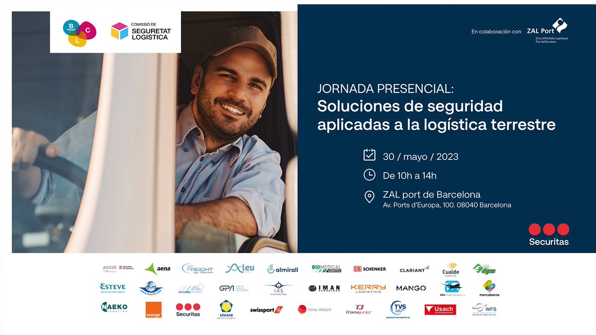 📢<a href="/BCL_Logistic/">Barcelona-Catalunya Centre Logístic</a> organitza una jornada amb l'objectiu d'entendre les solucions de #seguretat aplicades a la #logística terrestre.

📅30 de maig - 10:00h a 14:00h
📍Service Center - Auditori CILSA #ZALPort 

Inscripcions👉zalport.com/ca/jornada-de-…