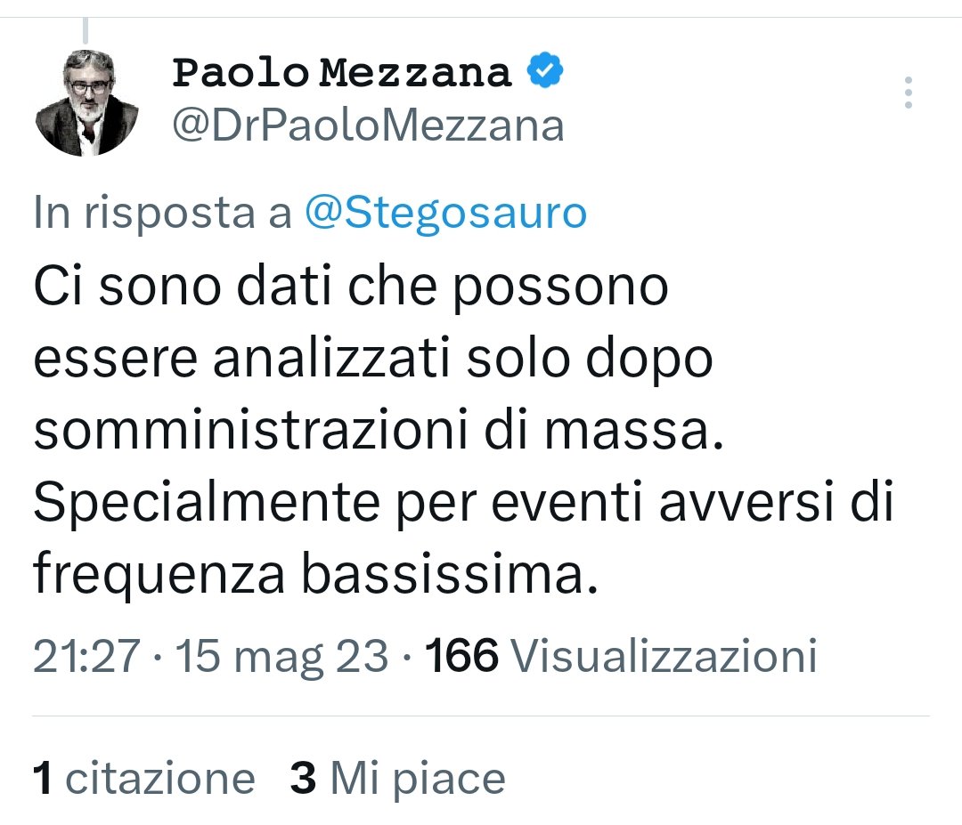 Caro #Mezzana gli #effettiavversi dei finti #vaccini #COVID19 hanno una bassa frequenza semplicemente perché sono segnalati pochissimo a causa di una #farmacovigilanza passiva.

Nel thread sotto è spiegato come spariscono.