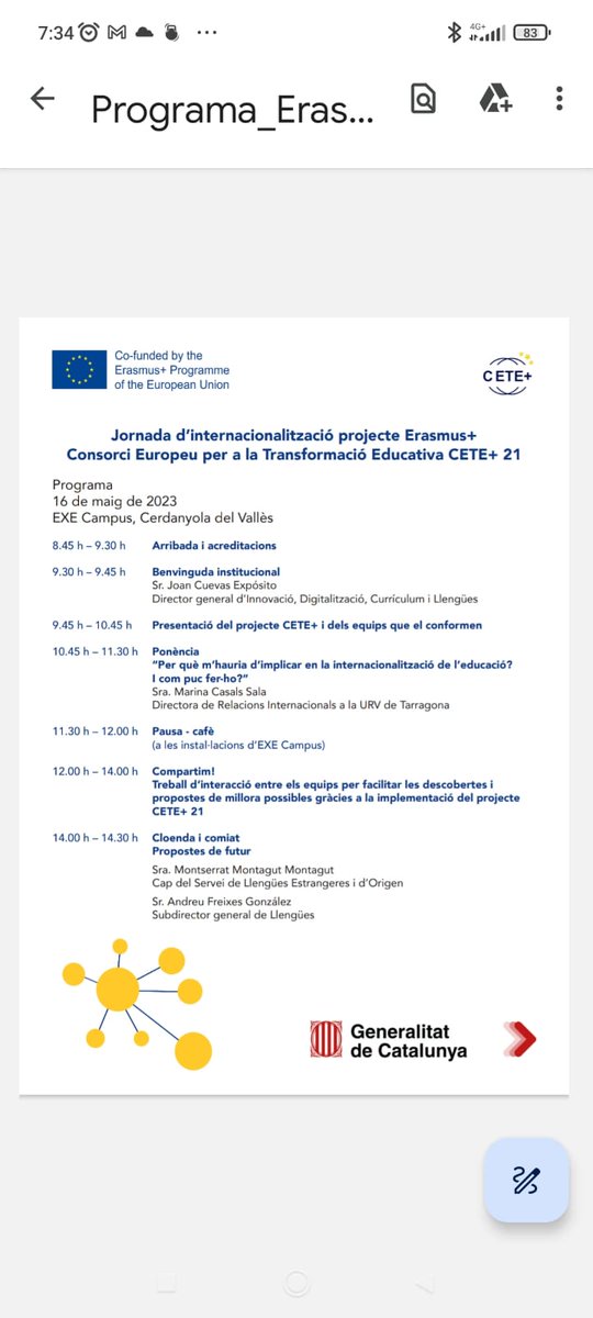 InnovacioE's tweet photo. Avui, Jornada d'internacionalització projecte Erasmus+
#CETE+ #MCMATE @JoanCuevas @JMoralCastrillo  @MontseMo @InnovacioE @FreixasAndreu #Laboratoridetransformacio https://t.co/hoiKYeL95R
