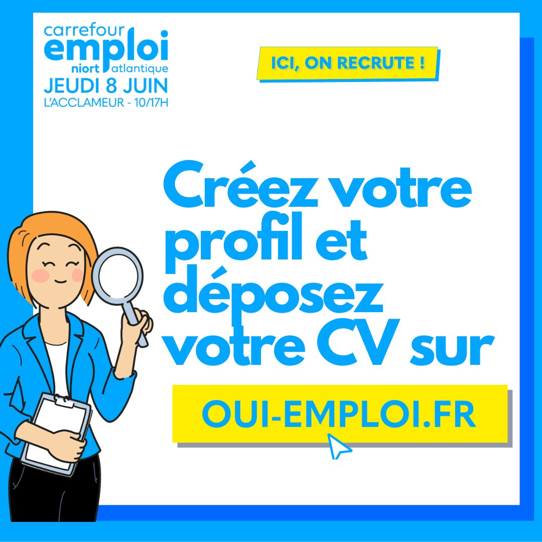 Carrefours pour l'Emploi (@carrefouremploi) on Twitter photo #NiortEmploi c'est dans 3 semaines !
👉Inscrivez-vous dès aujourd'hui sur OUI-EMPLOI.FR pour découvrir dès le lundi 22 mai 2023 des centaines d'offres d'#emploi , d'#alternance et de #formation dans les <a href="/DeuxSevres/">79 le Département</a> !
#icicarecrute #Recrutement #travail #NiortEmploi c'est dans 3 semaines !
👉Inscrivez-vous dès aujourd'hui sur OUI-EMPLOI.FR pour découvrir dès le lundi 22 mai 2023 des centaines d'offres d'#emploi , d'#alternance et de #formation dans les <a href="/DeuxSevres/">79 le Département</a> !
#icicarecrute #Recrutement #travail