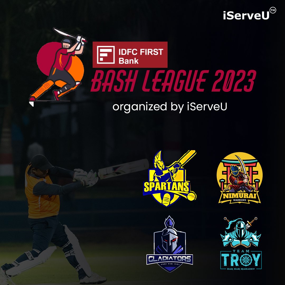 iServeUIndia's tweet image. iServeU is back in action with an electrifying season of the @IDFCFIRSTBank Bash League 2023! It's time to ignite the spirit of the game and immerse yourself in the joyous celebration of cricket.

#iServeU #Bashleague2023 #Spartans #Nimurai #Gladiators #Troy