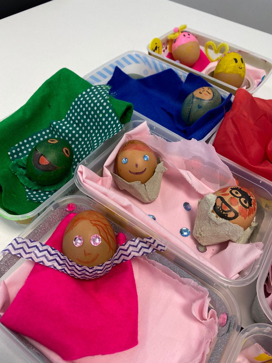 MrsDickson3's tweet photo. My new N5 Early Learning and Child Care class enjoying decorating their baby eggs. Lets hope they make it back in one piece on Wednesday 🙏🤞😀 https://t.co/h4BFB68qZR