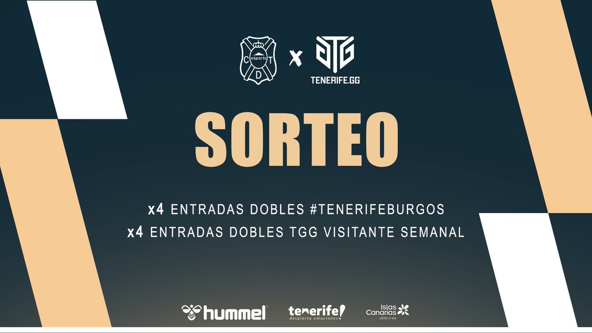 🎟 SORTEO x <a href="/Tenerife_GG/">gamingexpgc</a> 🎟

¿Quieres ver este fin de semana el #TenerifeBurgos y además asistir a la <a href="/Tenerife_GG/">gamingexpgc</a>? ¡Participa! Daremos 4 ganadores. 

🆕 Sigue a @cdt_esports y <a href="/Tenerife_GG/">gamingexpgc</a>
🔄 Da RT a este twit
🗨 Menciona con quién te gustaría asistir.

#SaltamosAlCampo #TGG23