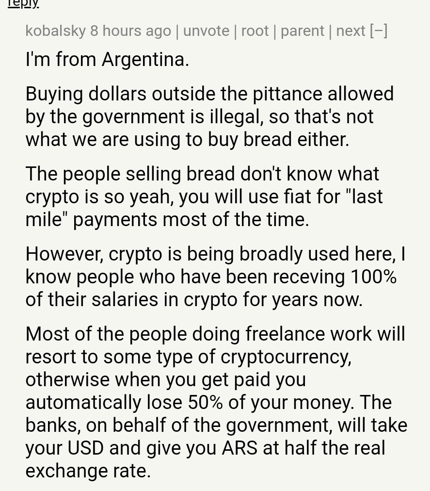 Argentinian responses to crypto haters on HackerNews

news.ycombinator.com/item?id=359561…