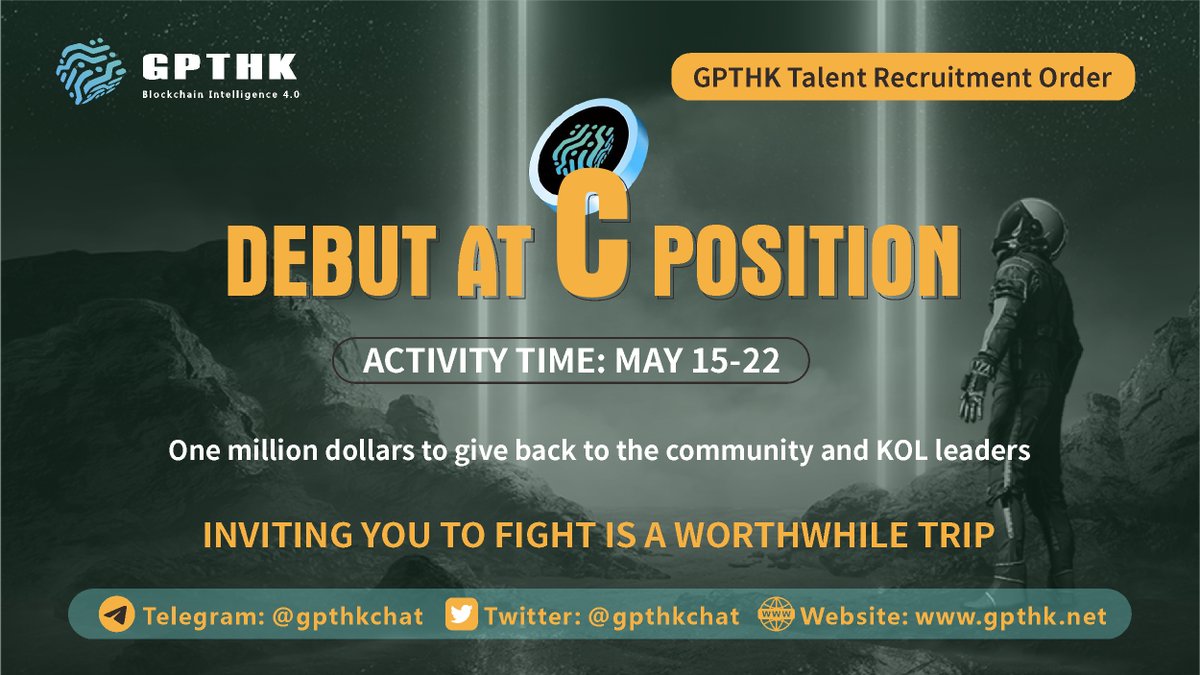 gpthknet's tweet image. GPTHK has launched a community/KOL expert recruitment order
million back
1. Community/investment research institutions
Basic fee 3000U
Complete the task to get a 2000U+1 NFT card
2. KOL
Basic fee 400U
Complete the task to get 200U+No. 2 NFT card 1
invite you to fight
#GPTHK #AIHK