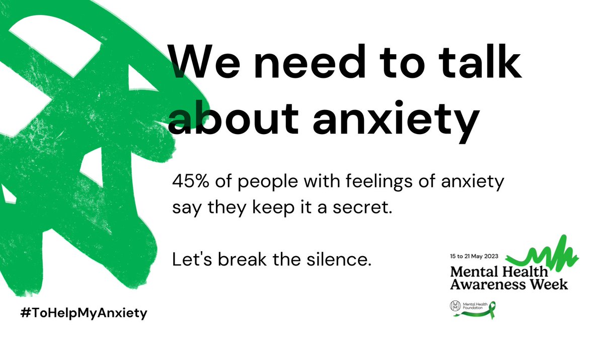 In our new research report, 45% of people with feelings of anxiety say they keep it a secret. Let's use this Mental Health Health Awareness Week to break the silence. Read the full report: mentalhealth.org.uk/our-work/publi… #ToHelpMyAnxiety #MentalHealthAwarenessWeek