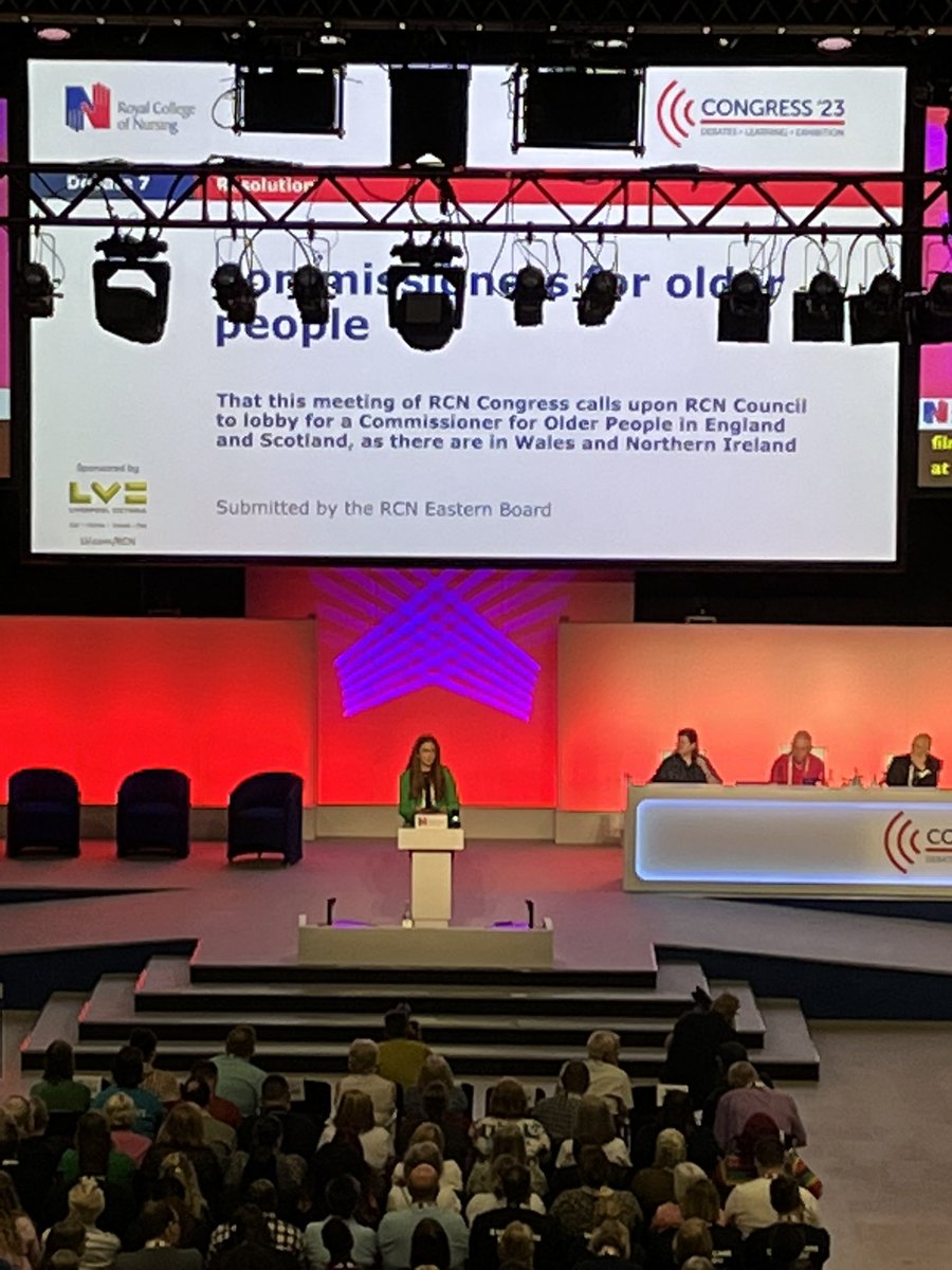 @stephhcraig seconding a resolution calling on the RCN to lobby for a commissioner for older people. Well done Steph! @RCNOPF #RCNCongress23