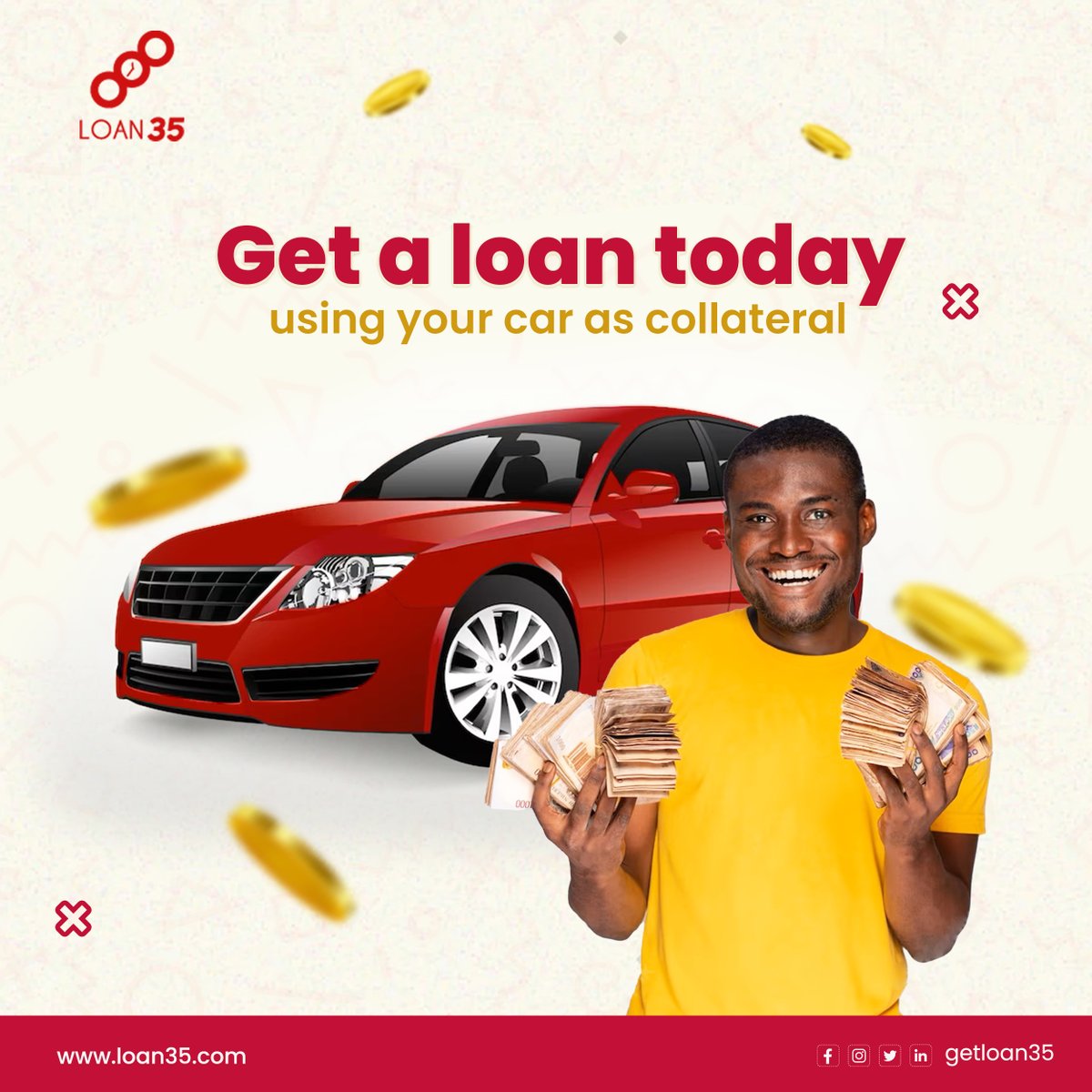 getloan35's tweet image. Let’s help you fulfill your pressing needs.

Using your car as collateral, get a loan today in just 35 minutes
Visit loan35.com today to get started

#Loan
#Loan35
#SecuredLoan
#InstantLoan