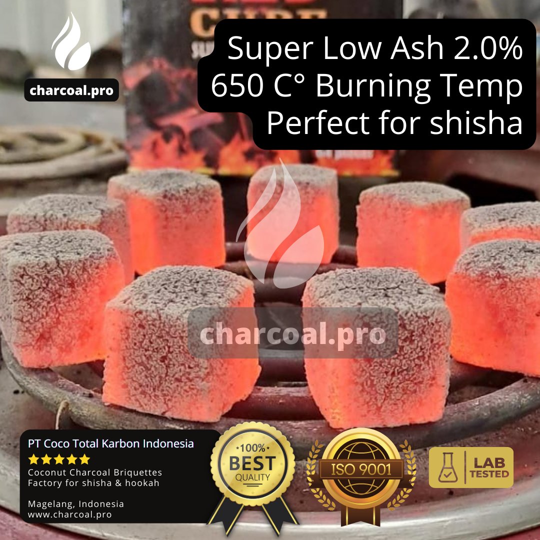 Super Low Ash 2.0%
650 C° Burning Temp
Perfect for shisha
