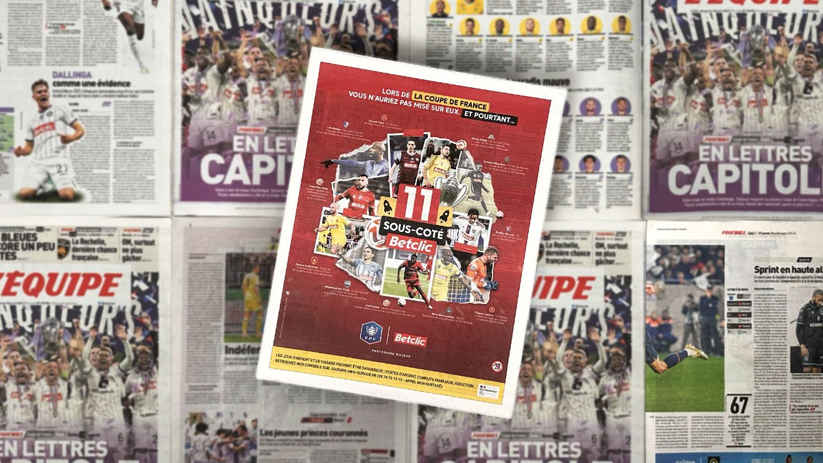 Le 11 sous-côté : <a href="/Betclic/">Betclic 🔞</a> et <a href="/MarcelAgency/">MARCEL</a> célèbrent les talents méconnus de la Coupe de France qui ont marqué les esprits par leurs performances. 🏆⚽
Le dispositif était à retrouver en Social Ads et en Digital.