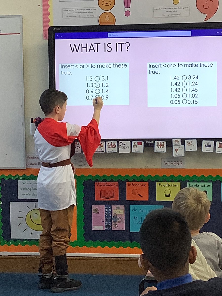 NPSMrsHandMrsD's tweet photo. More Romans showing off their knowledge of inequalities. Are they greater than , less than or equal to? #NPSMaths #NPSHistoryDay https://t.co/iStcftmibd