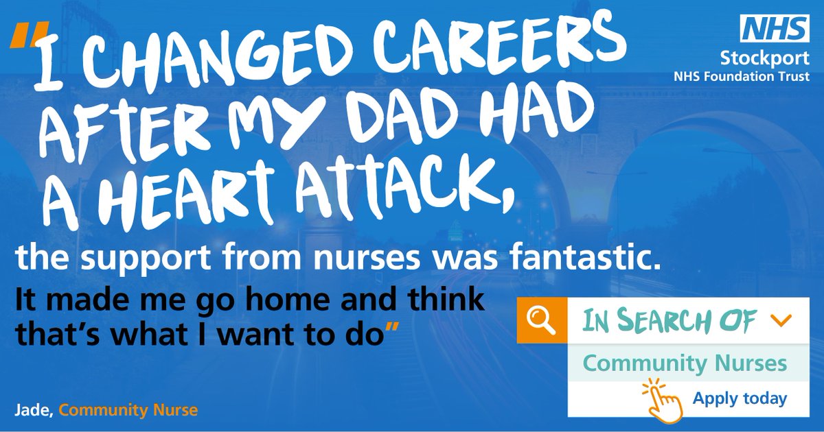 Calling all community nurses! 📢 We asked members of #TeamStockport why they chose a career in nursing, and staff were inspired by the dedication and care delivered by nurses 💙 This is what Jade, a community nurse at @StockportNHS had to say ⬇️ ➡️ just-r.com/stockport-gene…