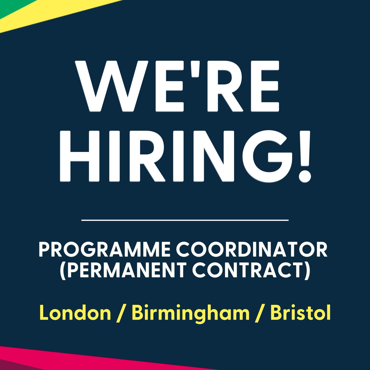envisionUK's tweet photo. Job alert! 🚨

We're #hiring Programme Coordinators! If you're passionate about empowering young people to get involved in #socialaction and develop their #essentialskills for life and work, come join the team 👏

https://t.co/h3rOhmLZgV

DEADLINE: 4th June https://t.co/cGzEYP3NtH