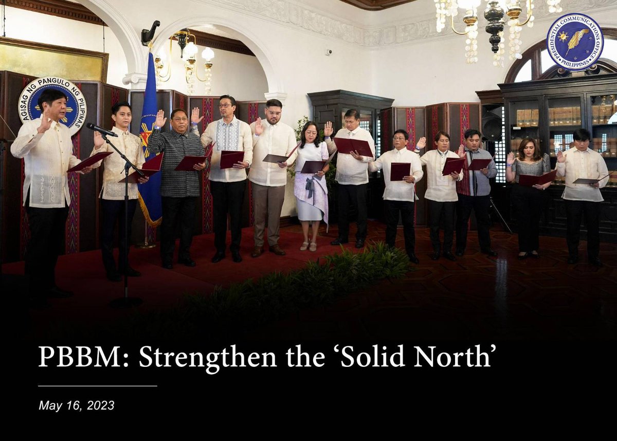 pcogovph's tweet photo. President Ferdinand R. Marcos Jr. on Tuesday called on the Northern Luzon lawmakers to further strengthen the โSolid Northโ regional bloc and maintain the strong unity of its members and its relevance for the benefit of the country.
Read: https://t.co/7DDsgeth1d https://t.co/Bhs2X5HhPJ