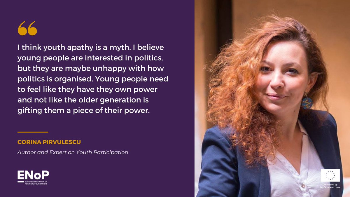 EU_ENoP's tweet photo. 🗣️ "Young people need to feel like they have they own power and not like the older generation is gifting them a piece of their power." 

- 𝗖𝗼𝗿𝗶𝗻𝗮 𝗣𝗶𝗿𝘃𝘂𝗹𝗲𝘀𝗰𝘂, expert on #youth participation, reflecting on youth apathy at the #ENoPForum https://t.co/uqle2W2xhB