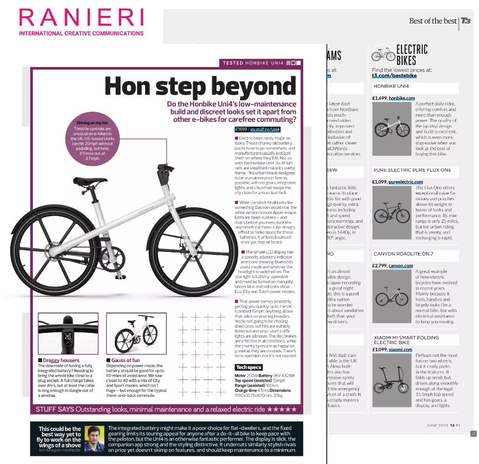 RanieriAgency's tweet image. More Tier-1 coverage for client #Honbike in Stuff and T3 this week. Whoop, Whoop 👊
#prcoverage #mediarelations #clientsuccess