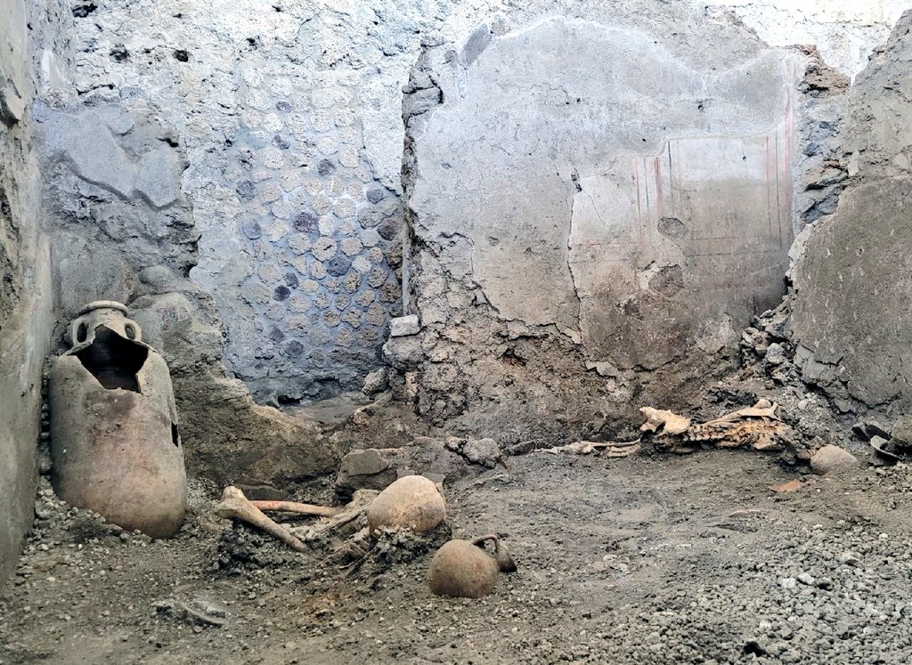New discovery: two skeletons found beneath a collapsed wall in #Pompeii.

Turmoil, confusion, attempted escapes and, in the meantime, an earthquake, showers of pumice, volcanic ash and hot gases.
