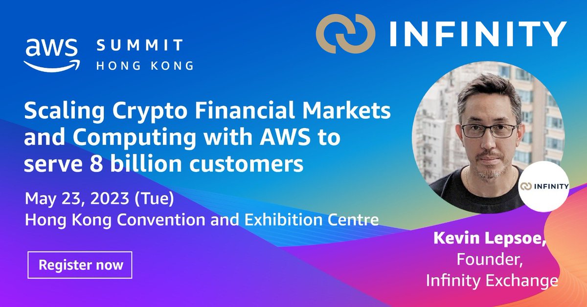 infinitymaxima's tweet photo. Join @infinitymaxima Founder &amp; CEO @lepsoe at the AWS Hong Kong Summit on May 23 for a discussion on the future of Institutional DeFi. 

Register now: https://t.co/3DS9uPG2QI

#AWSSummit #IFS #AheadofTheCurve #ToInfinityandBeyond #DeFI #InstitutionalDeFi #InternetFinancialSystem https://t.co/UVscLGvLDb