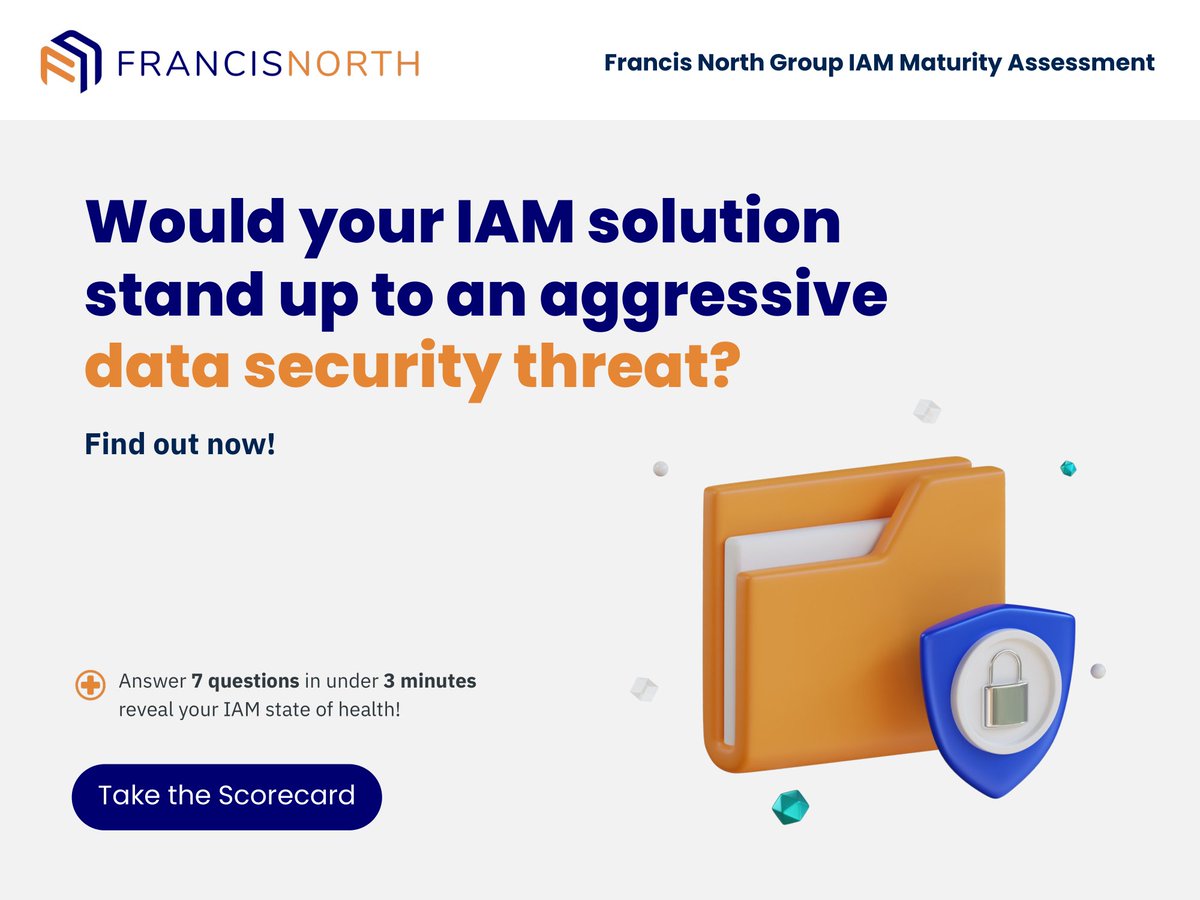 FrancisNorthGrp's tweet photo. THE WORLD OF IDENTITY AND ACCESS MANAGEMENT IS CHANGING!

Step through our rapid IAM Maturity Assessment to health check your data security posture.
https://t.co/BV3P1VEZHC 

#iam #GRC #cybersecurity #cisco https://t.co/shMBPVmlsL