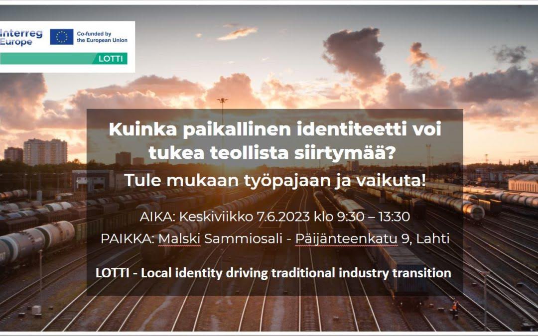 Kuinka paikallinen identitettii voi tukea teollista muutosta? Tule mukaan kansainväliseen työpajaan Lahdessa 7.6.2023: 

paijat-hame.fi/kuinka-paikall…

<a href="/PHliitto/">Päijät-Hämeen liitto</a> #paijathame #aluekehitys #LOTTI #interregeurope