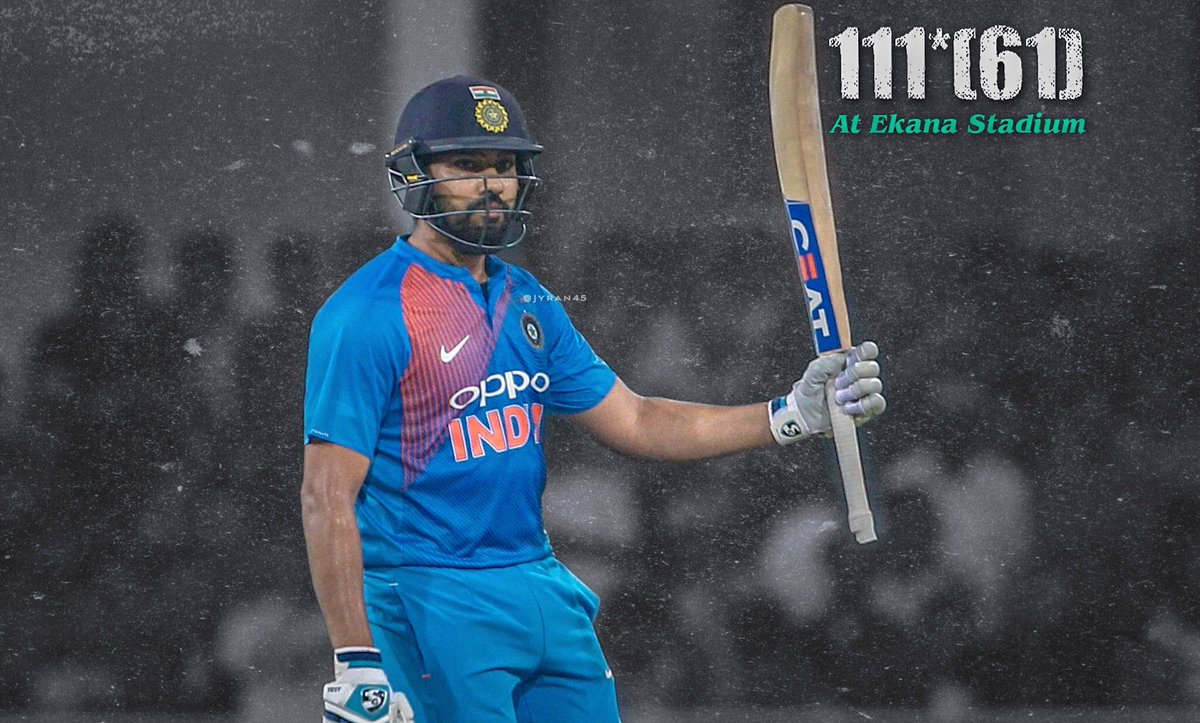 Jyran45's tweet photo. 12 T20 matches have been played at Ekana Stadium and many players have batted on that pitch but only Rohit Sharma has been able to score a century on that difficult pitch which shows the class of GOAT Rohit.🛐🙌

Today Mumbai Indians need this beast💙 https://t.co/TUUOt6wOGI
