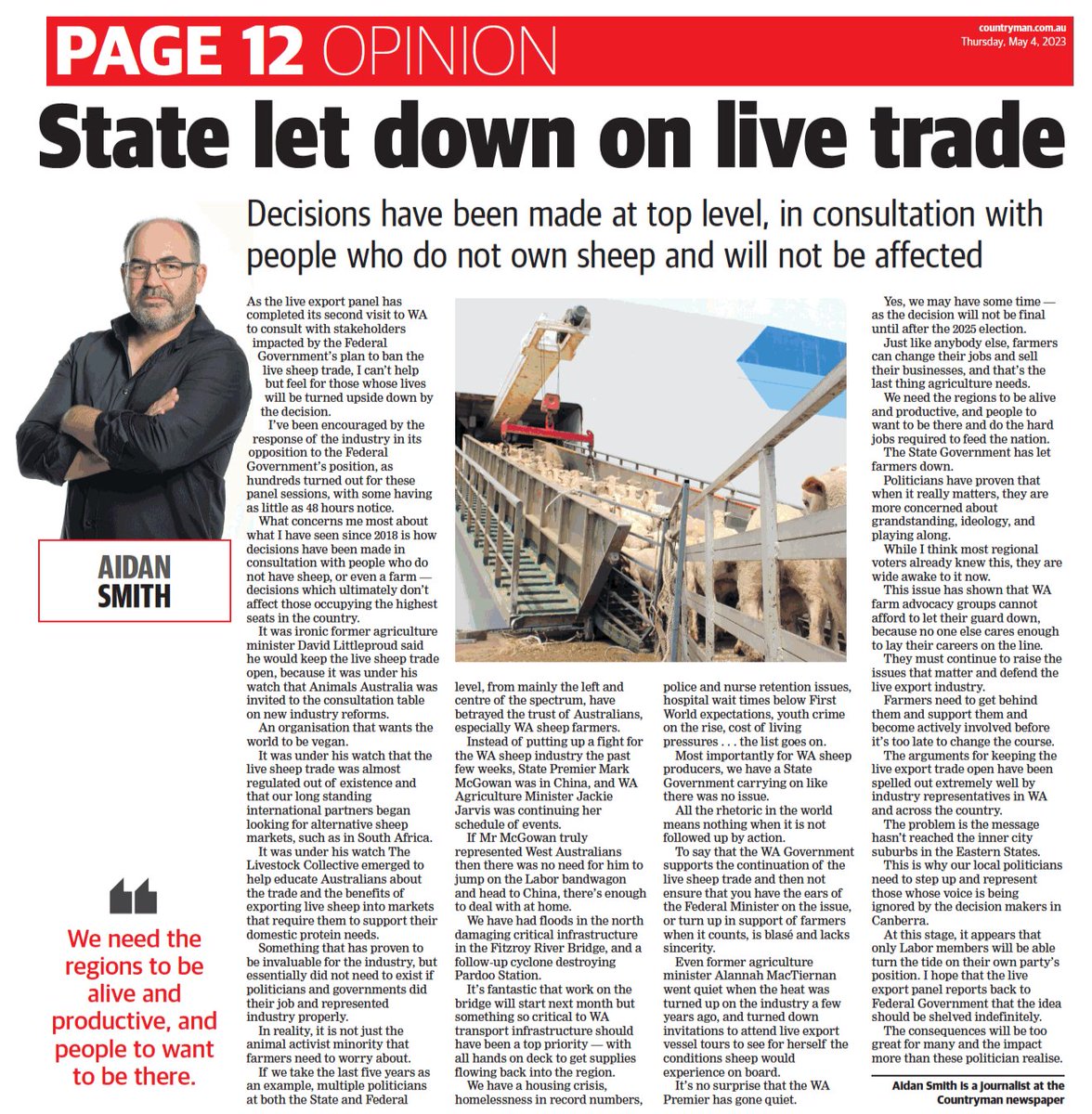 If you haven't subscribed online to the Countryman you are missing out...  you get access to The West Australian and about 19 regional papers around WA.
Best thing about it is you get to read what I have to say LOL!!!