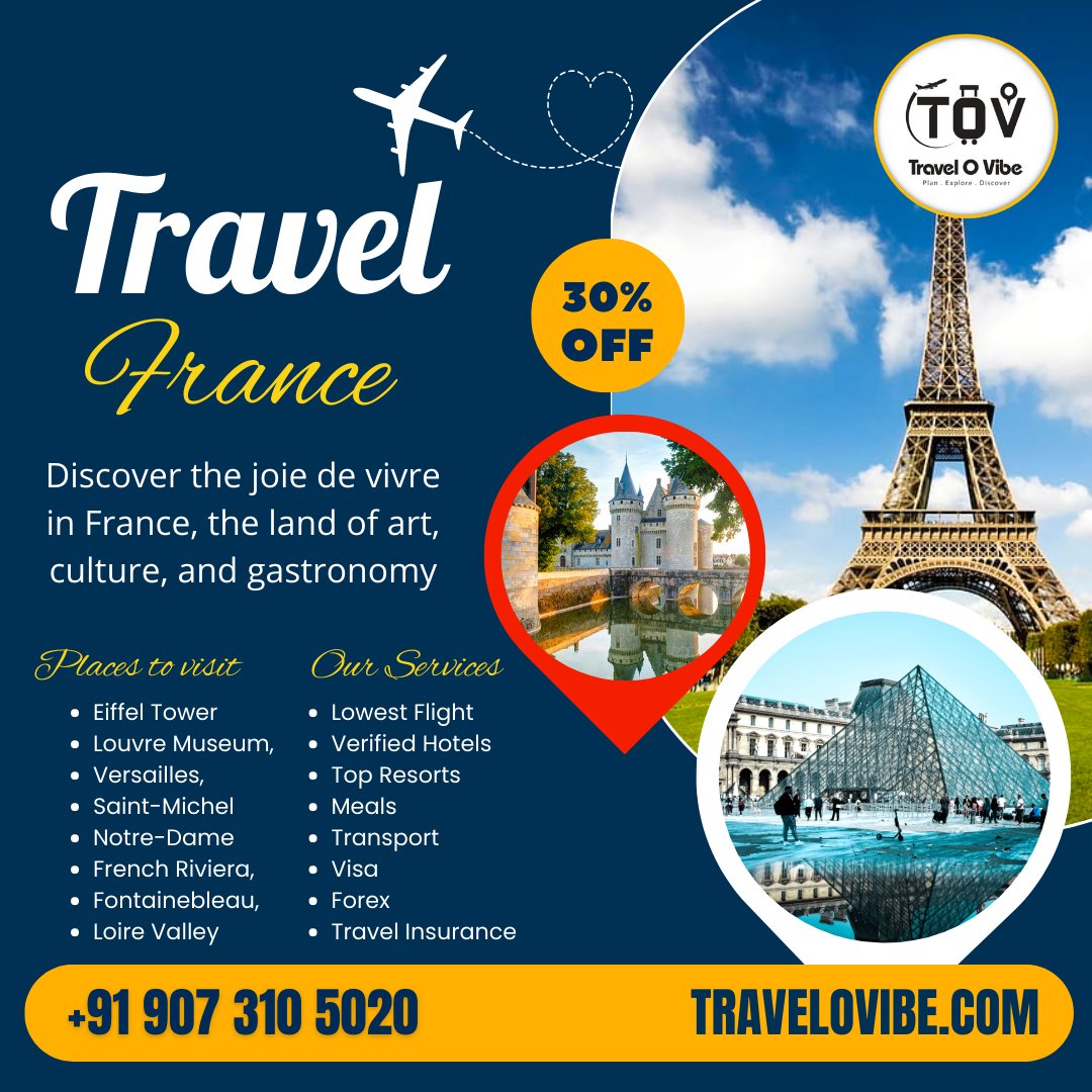 🇫🇷✨Bonjour! Discover the enchanting beauty of France with our exceptional tourism services. 

#FranceTourism #TravelFrance #ExploreFrance #Wanderlust #TravelGoals #VacationTime #AdventureAwaits 🛫✈️