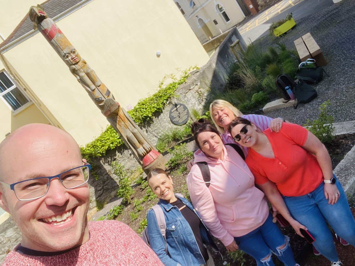 Today is all about sustainability, so we started the day with a selfie around the totem pole… #sustainability #nursing #studentnursing #totempole #learning #plymouth #selfie