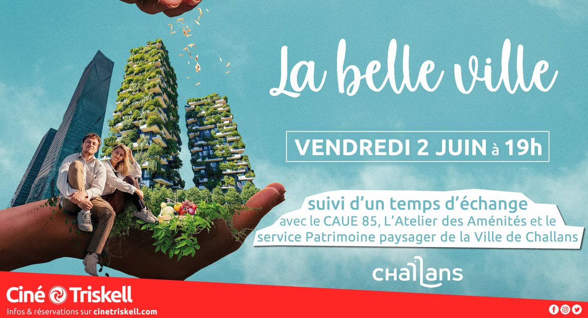 CineTriskell's tweet photo. 🌿 Dans le cadre de l'opération #MettonsNousAuVert organisée par la @VilledeChallans, notre cinéma de #Challans vous propose :
▶️ #LaBelleVille, suivi d'un temps d'échange avec le service Paysager, le CAUE 85 et l'Atelier des Aménités
▶️ #LeLorax
Infos 👉 https://t.co/0xeIDkVNnk https://t.co/BGceutJ0OY