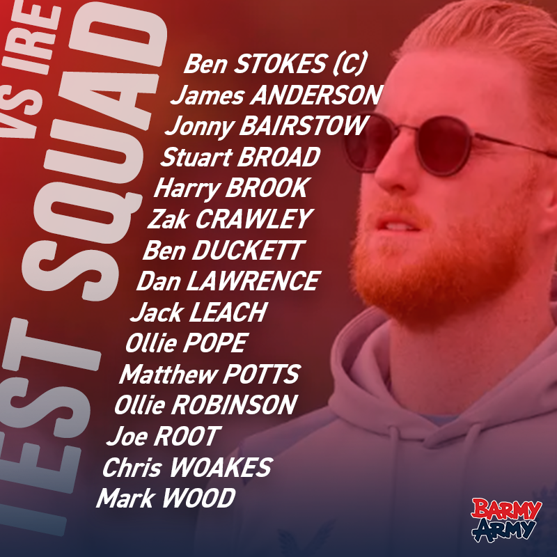 TheBarmyArmy's tweet photo. 🚨 BREAKING NEWS 🚨

The Men's England Test squad to face Ireland at Lord's on the 1st of June 👇