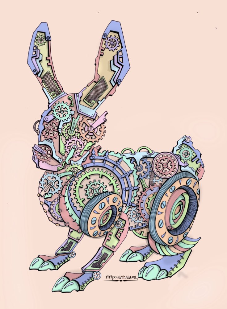 「今日もお疲れ様でした(о'∀`о) Rabbit #スチームパンクイラスト #歯」|riripoca☆satoa.のイラスト