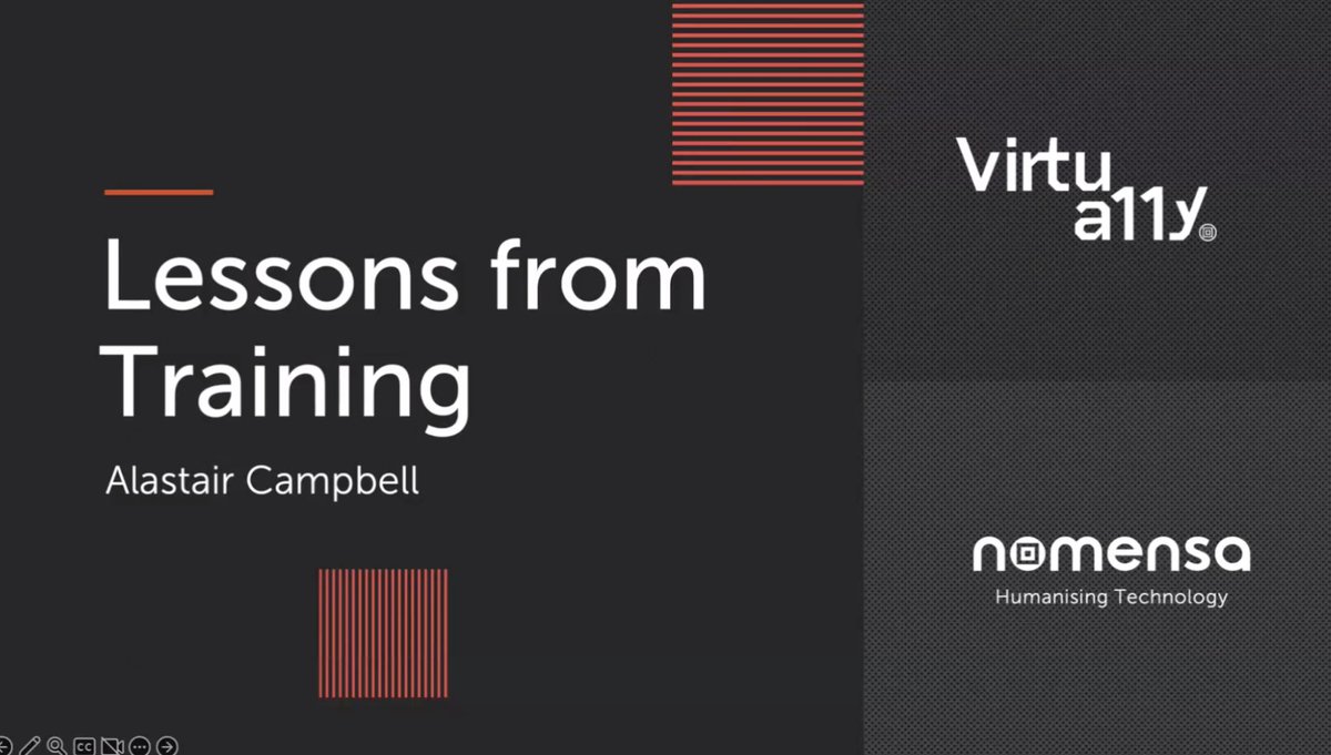 we_are_Nomensa's tweet image. Virtua11y 2023 starts today! 🎉

First up is our Director of Accessibility @alastc with his talk &apos;Lessons in training&apos; 💫

Sign up for the rest of the week&apos;s talks ⬇️

eventbrite.co.uk/e/virtua11y-we…

#A11y #Accessibility #WebAccessibility #AccessibilityTraining