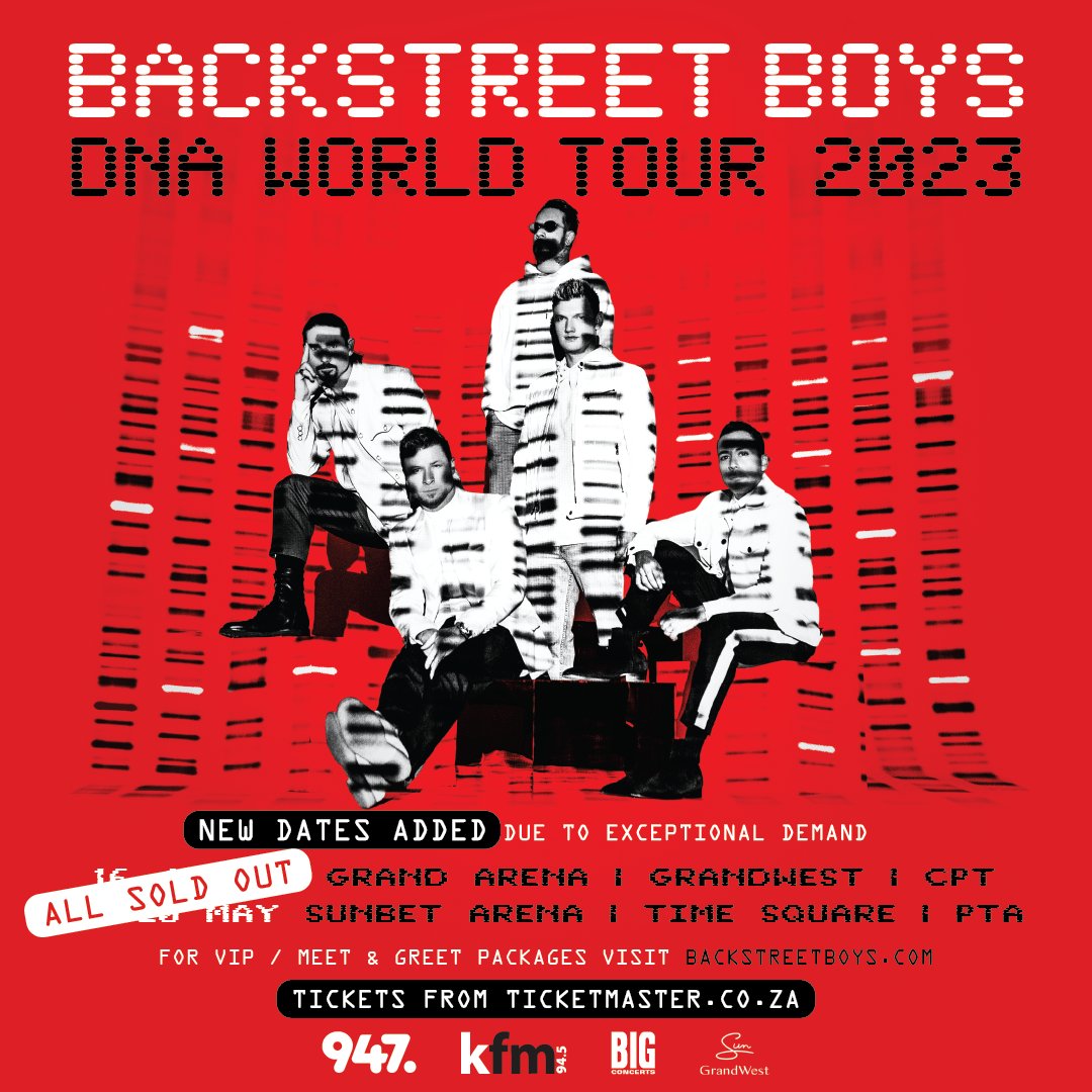#Everybody, are you ready?! It's gonna be #LargerThanLife #BackstreetBoysSA23 kicks off TONIGHT ‼️ Cape Town info 👉bit.ly/BackstreetBoys… 🔴 @GrandWestSA 🔴 Heineken Beer Bar in the Market Hall: 17h00 🔴 Doors open: 19h00 🔴 Backstreet Boys: 20h00 See you soon!!!❣️