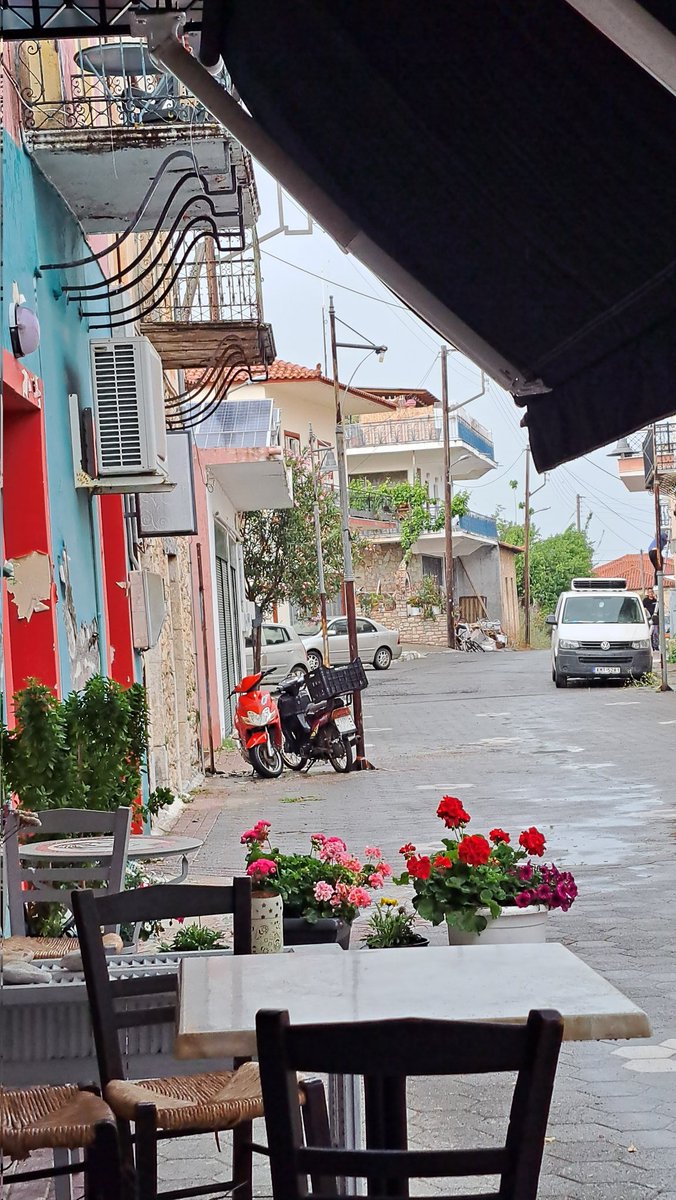 easywheeling's tweet photo. We are stuck in the rain in a small Greek coffee shop Pezodromos. Could life get any better? https://t.co/84zaJBApv5