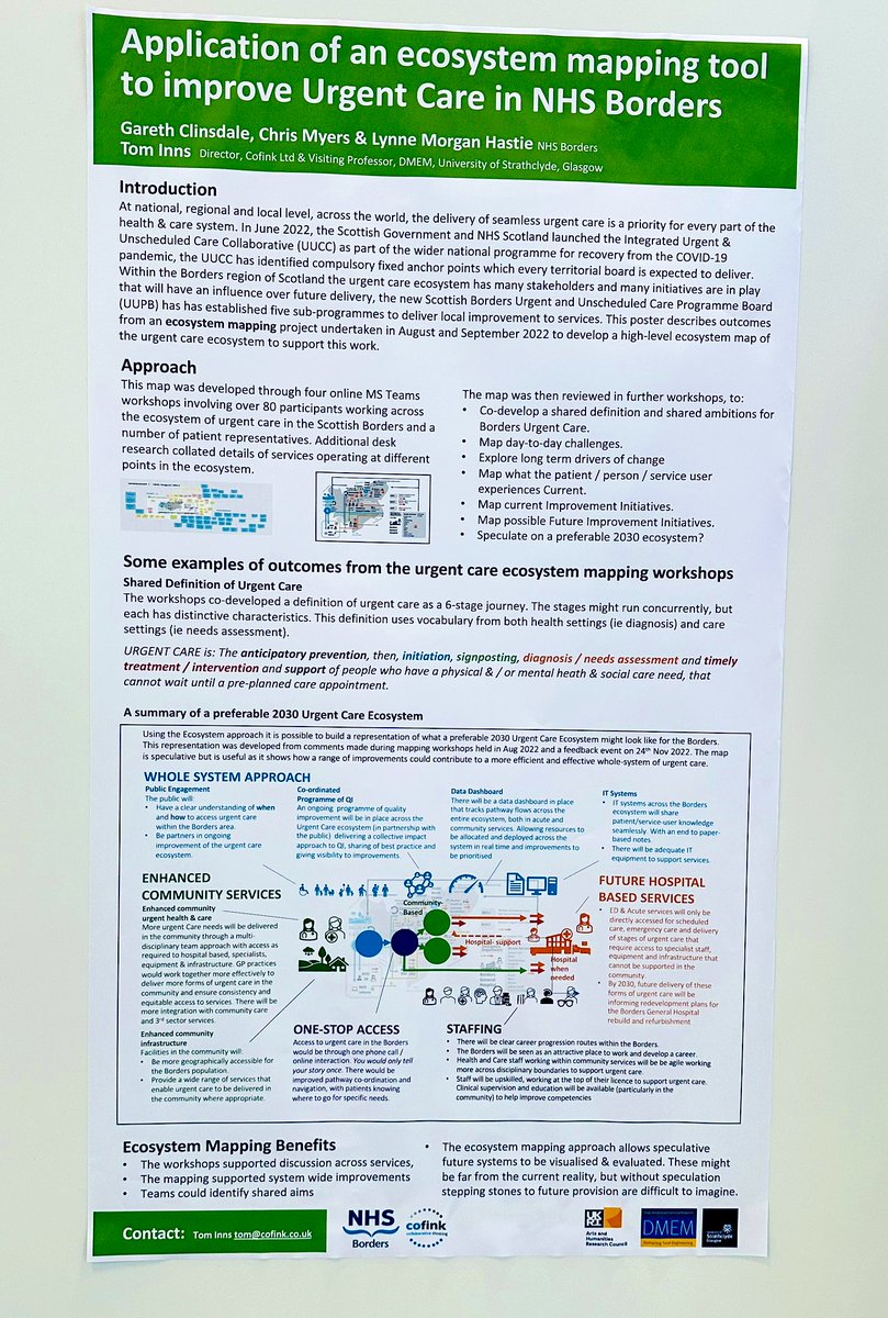 Good to see work from <a href="/lmhastie/">Lynne Morgan-Hastie</a> @ChrisMyers_UK from <a href="/NHSBorders/">NHS Borders</a> on ecosystem mapping to improve urgent care <a href="/QualityForum/">Quality Forum</a> 🙌🏼👏🏼
<a href="/LauraJones04/">Laura Jones</a> 
#Quality2023