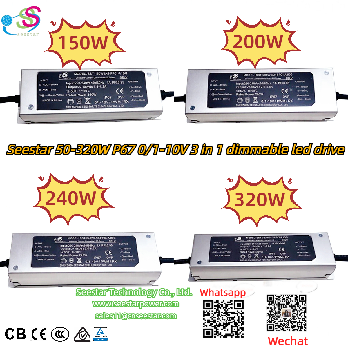 Acyseestarpower's tweet image. Seestar IP67 0/1-10V 3 in 1 dimmable 320W  CE SAA TUV CB Isolated PF&amp;gt;0.95 No flicker AC220-240V DC27-56V led driver
 Wechat/zalo:+86 13703040648
Email: sales11@cnseestar.com
#leddriver #led #lighting