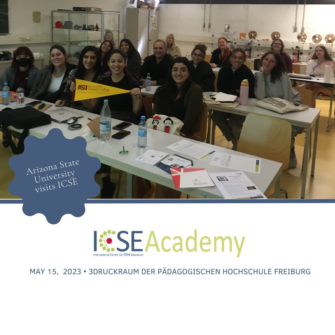 ICSE_freiburg's tweet photo. Yesterday morning a group of student #teachers from @ArizonaState   visited us as part of our ICSE Teacher Academy project. Together we compared the two #educational systems and did a workshop on "Two Mathsy Sculptures" (Dual Letter Illusions and Magic Angle Sculptures). https://t.co/CPsUvIjOpX