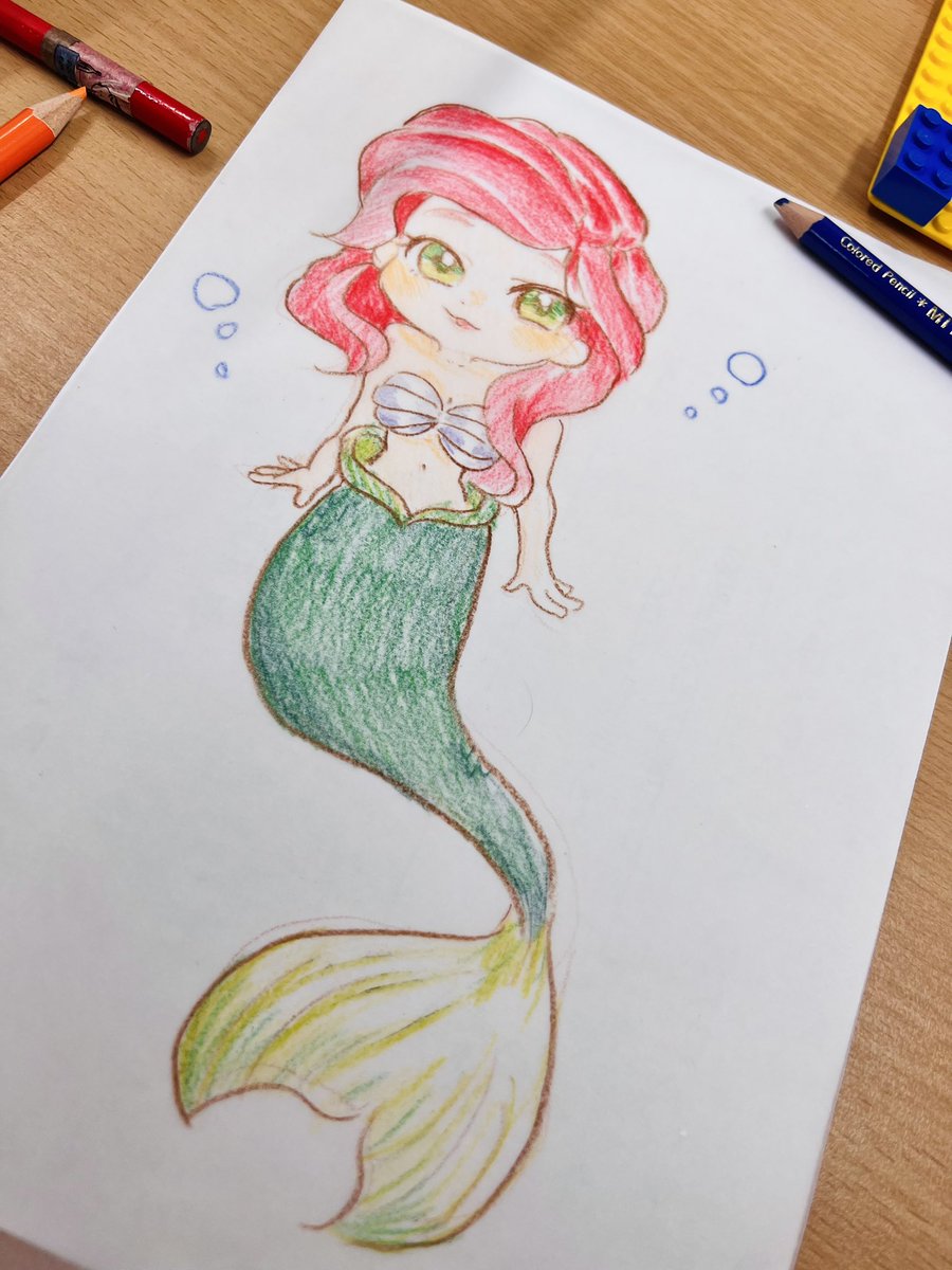 「「アリエル描いて」って言われて描いたけど、あまりにも自分絵すぎて笑った。」|うめしゅのイラスト