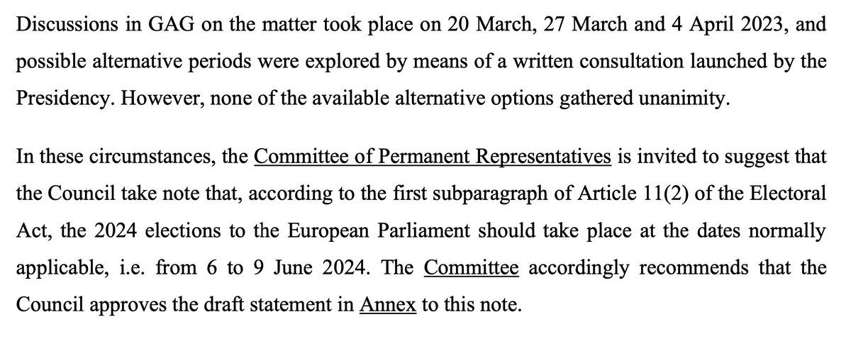 The 2024 European elections will take place between the 6th and the 9th of June, according to a draft Council document to be approved this week contexte.com/actualite/pouv…