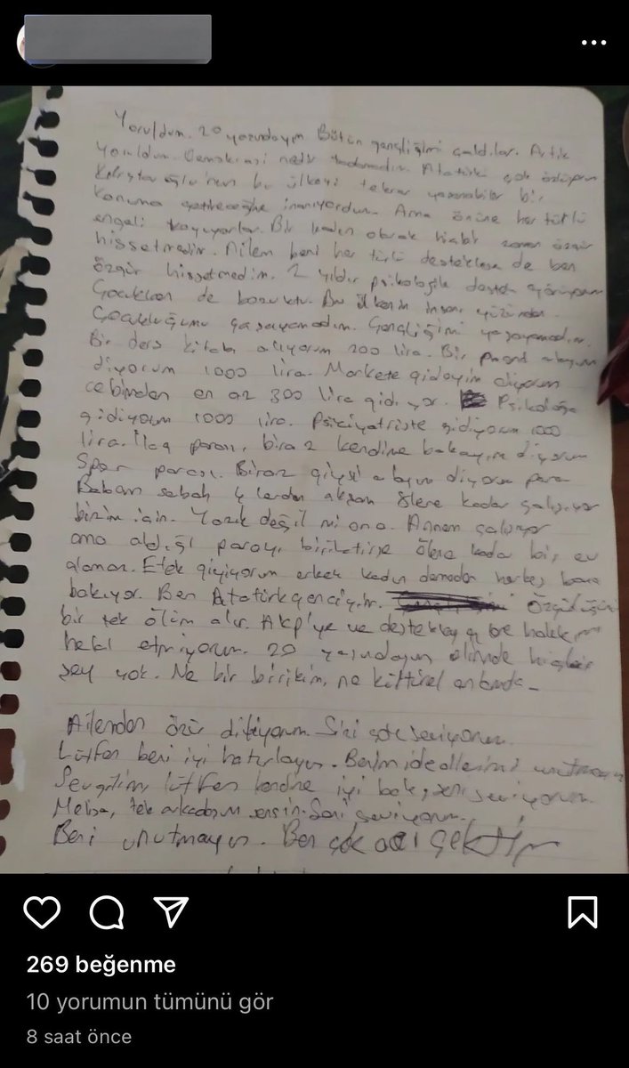 20 yaşında, hayatının baharında bir genç kızın intihar etmeden evvel bıraktığı mektup: "Ben çok acı çektim."