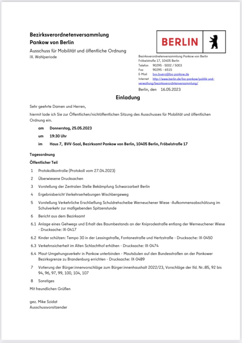 stierischgut's tweet photo. Gerade frisch eingetroffen in unserem Mailpostfach: unser #Einwohnerantrag ESCHENALLEE steht nächste Woche im Ausschuss für Mobilität und Öffentliche Ordnung auf der Tagesordnung ⬇️
#26eschen https://t.co/GICdTzn73s