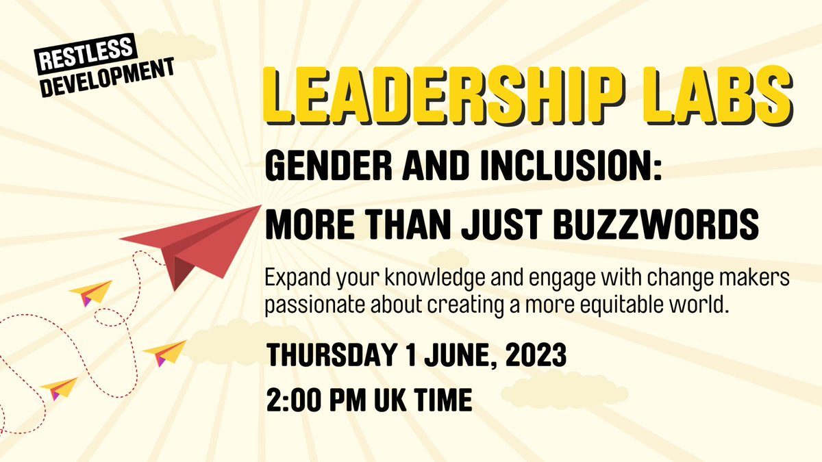 Are you a young person passionate about #GenderIssues? Join the next Leadership Lab “Gender and Inclusion: More than just buzzwords” to discuss why mainstreaming #gender and #inclusion is crucial.
🗓️ 1 June 2023
🕰️2:00 PM UK time
📍Virtual on Zoom
🔗bit.ly/3Mbl2Jd